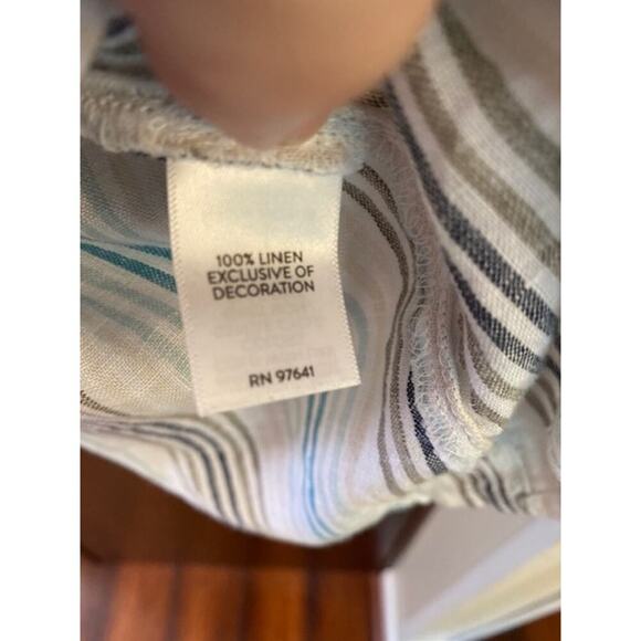 J. Jill 100% Linen StripedBlouse Top 3/4 Sleeves w/ Embroidery Size Small Petite - Picture 9 of 9